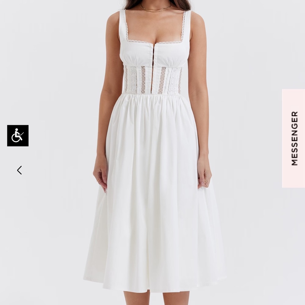 House of CB White Cotton Corset Midi Dress - Picture 2 of 8